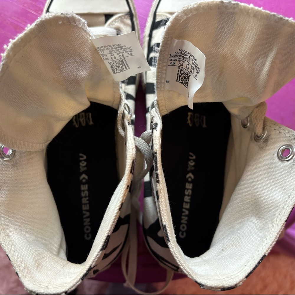 CUSTOM Converse Chuck Taylor Zebra Hi-Tops Women’s Size 8.5/Mens 6.5 - Picture 11 of 14